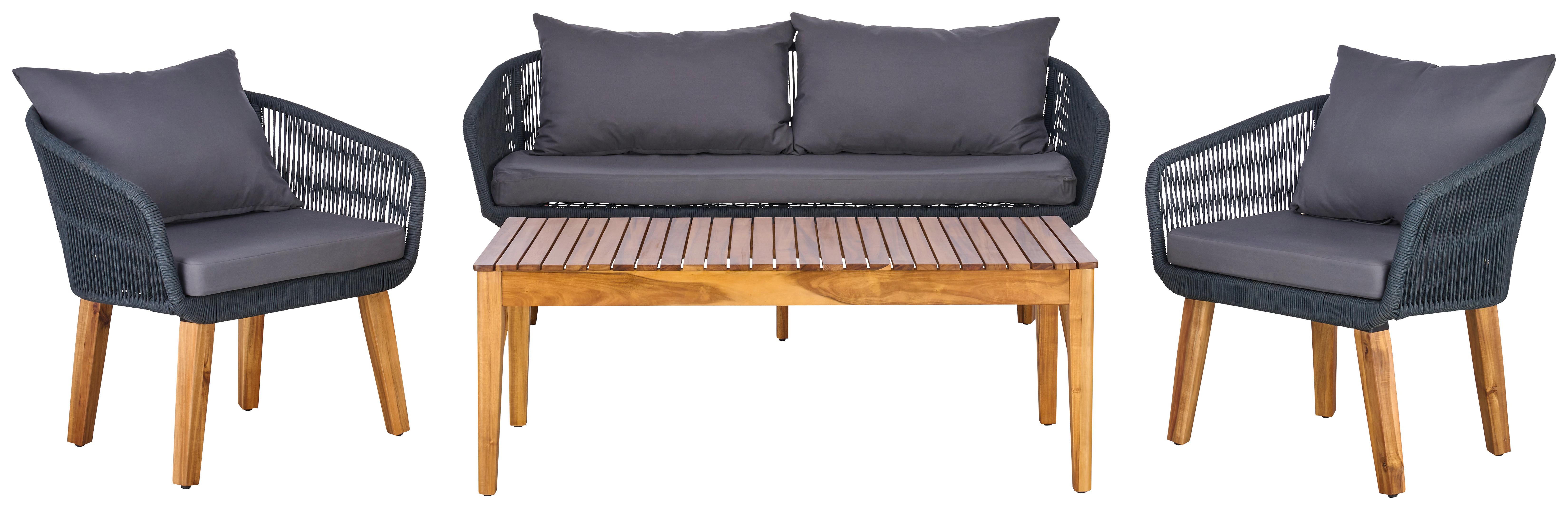 Lounge Garnitura Trendy, Barva Akacije, Antracit - temno siva/antracit, Moderno, kovina/les (160/75/70cm)