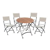 Gartenmöbel-Set Triest 5-tlg. Schwarz/Beige/Holz - Eukalyptusholzfarben/Beige, Basics, Holz/Kunststoff (45/89/58cm) - Gardenson