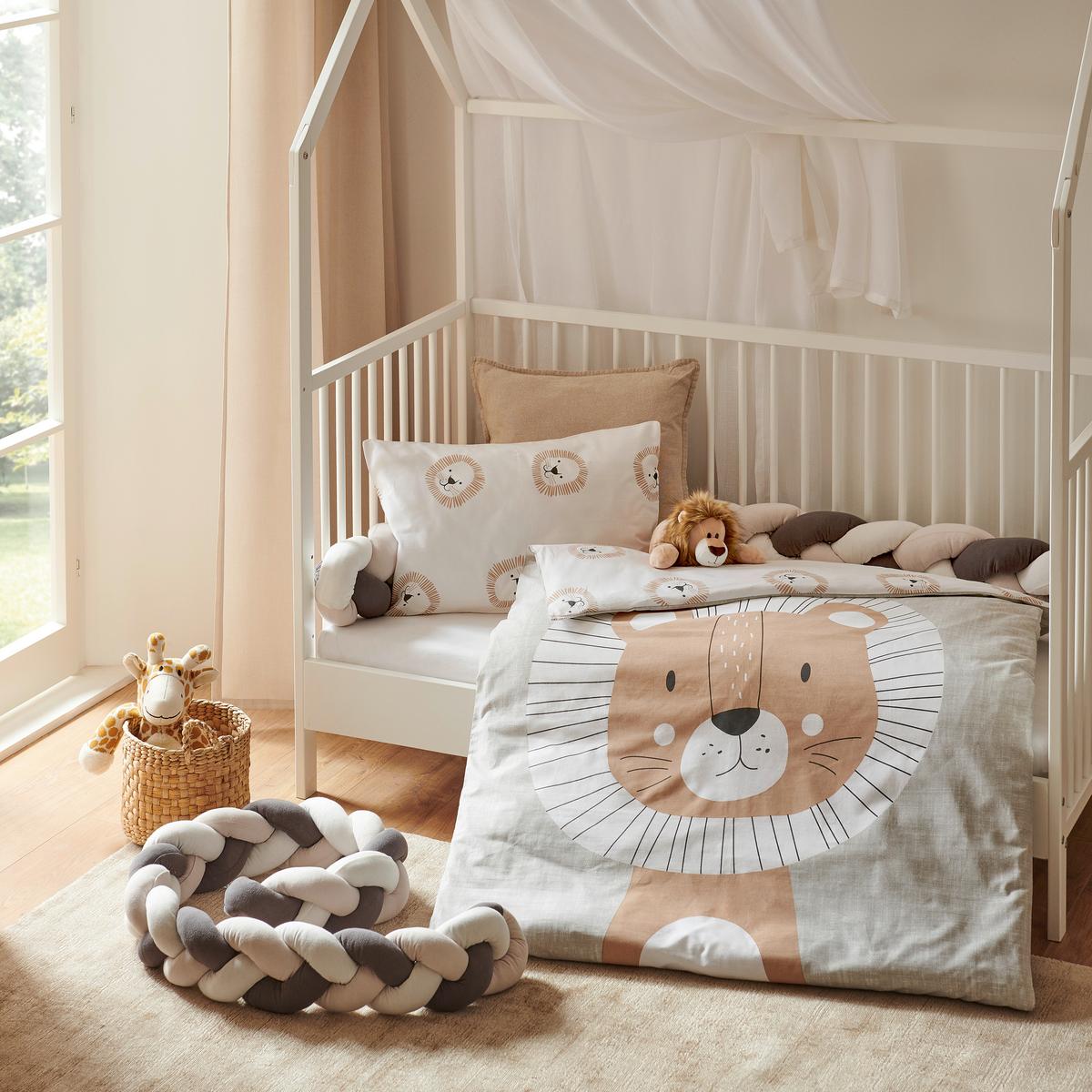 POŚCIEL NIEMOWLĘCA BEDRUCKT, LÖWE, - szary, Basics, tkanina (100/135cm) - Patinio