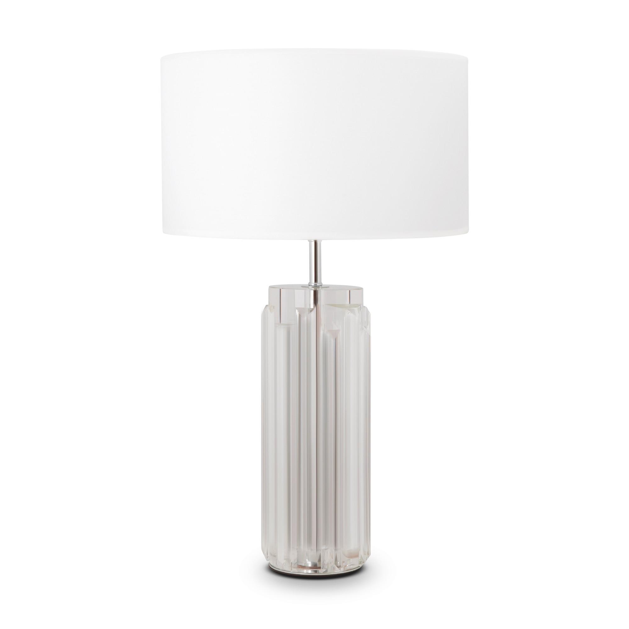 TISCHLEUCHTE MUSE - Chromfarben/Weiss, Trend, Glas/Textil (32/52cm) - MAYTONI