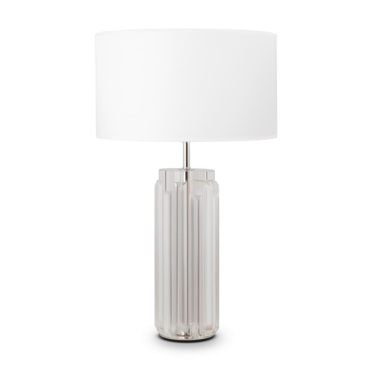 TISCHLEUCHTE MUSE - Chromfarben/Weiss, Trend, Glas/Textil (32/52cm) - MAYTONI