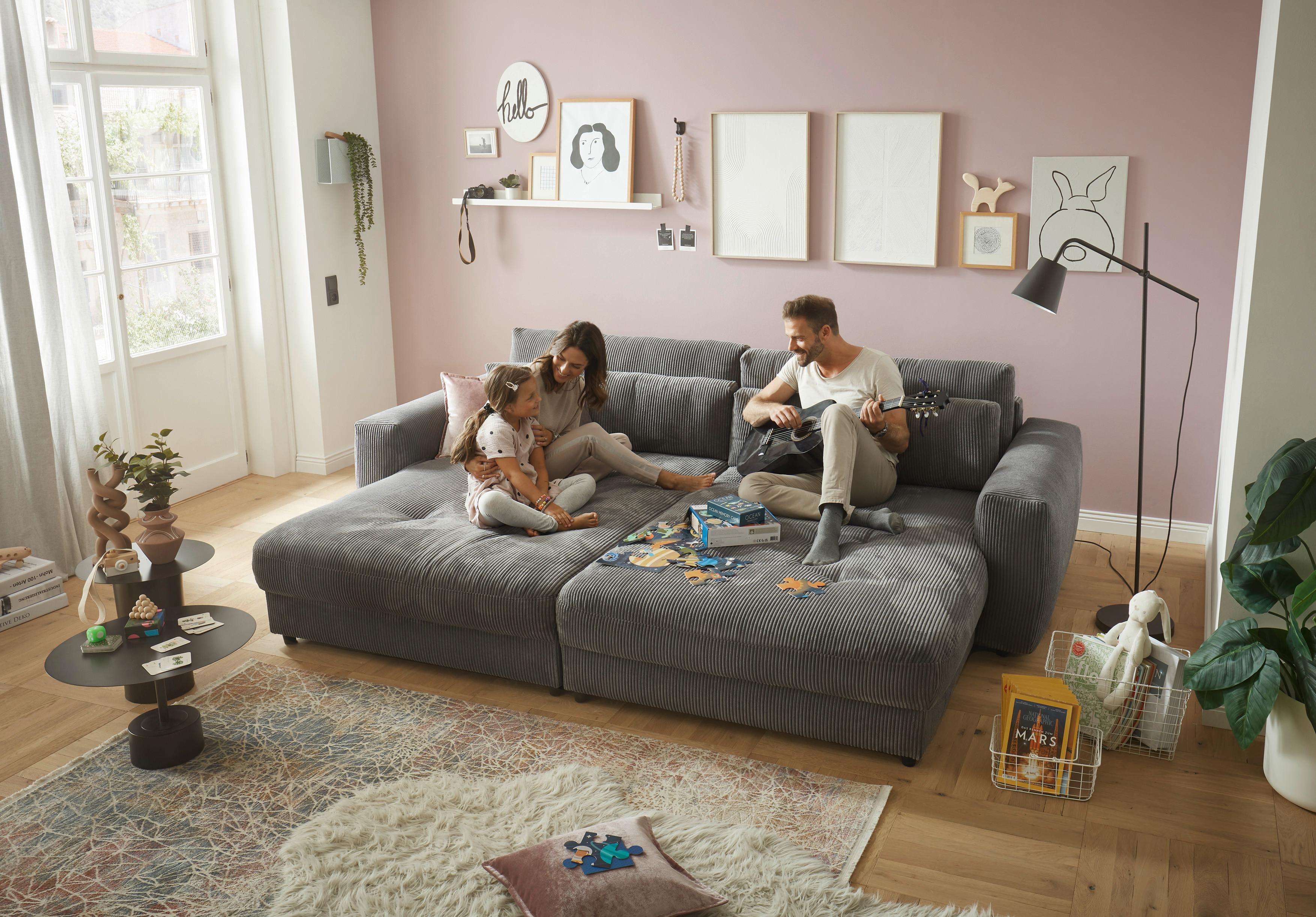 Bigsofa Barura Loveseat ca. 292x194 cm Anthrazit - Anthrazit/Schwarz, KONVENTIONELL, Holzwerkstoff/Kunststoff (292/90/194cm) - MID.YOU