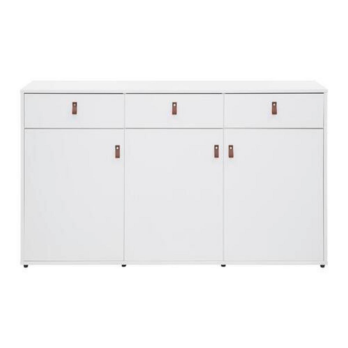 Sideboard Mick Weiß MDF - Schwarz/Braun, MODERN, Kunststoff/Textil (138/80/40cm) - Bessagi Home