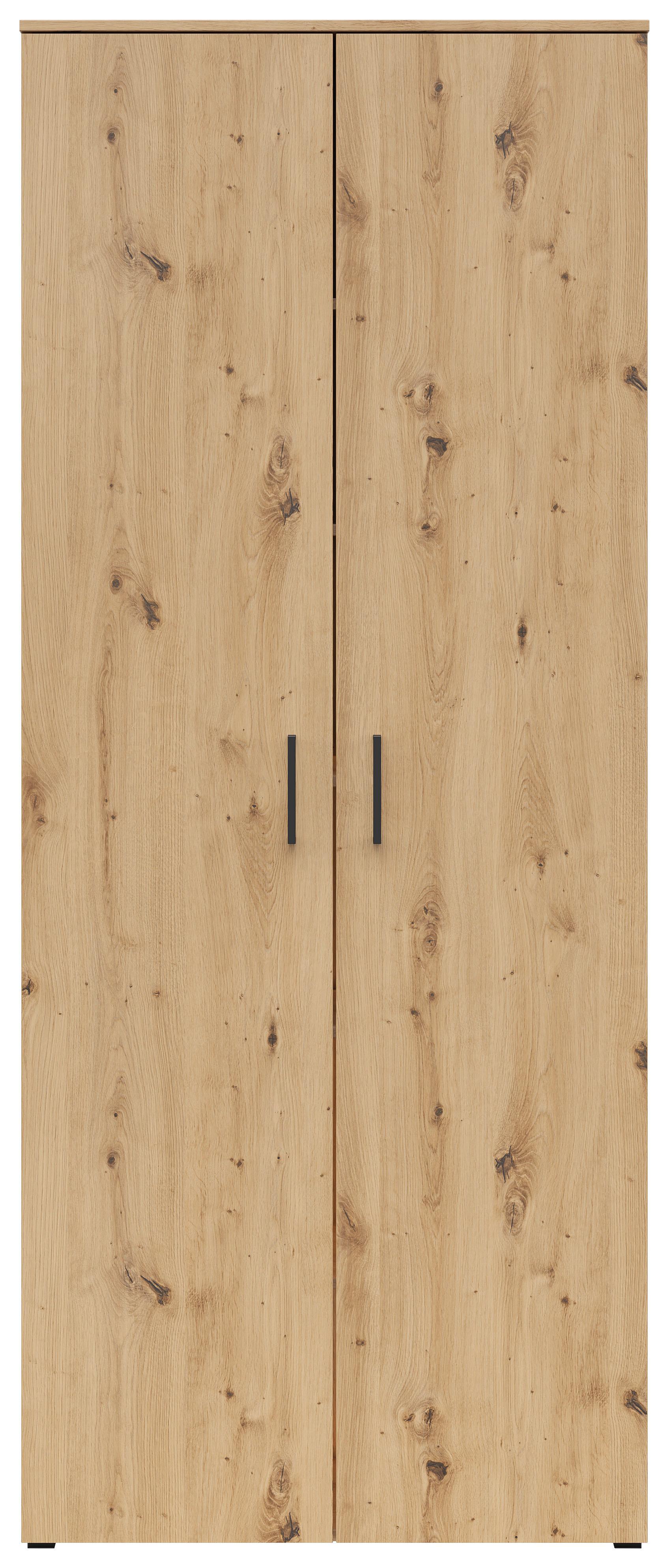 Schrank Multistauraum Eiche Artisan - Schwarz/Eiche Artisan, MODERN, Holzwerkstoff/Kunststoff (80/195/40cm) - Mömax