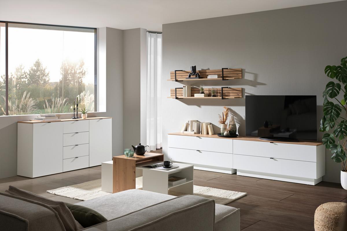 SZAFKA RTV DIANA   -HOM IN- - czarny/biały, Modern, materiał drewnopochodny/metal (140/62/44cm) - Hom`in