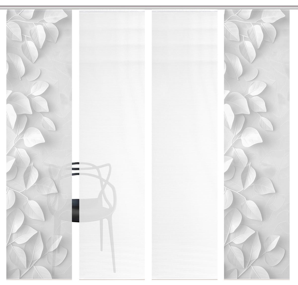 ZASŁONA PANELOWA RIXA 4-CZĘŚCIOWA - jasnoszary/biały, Design, tkanina (60/260cm)