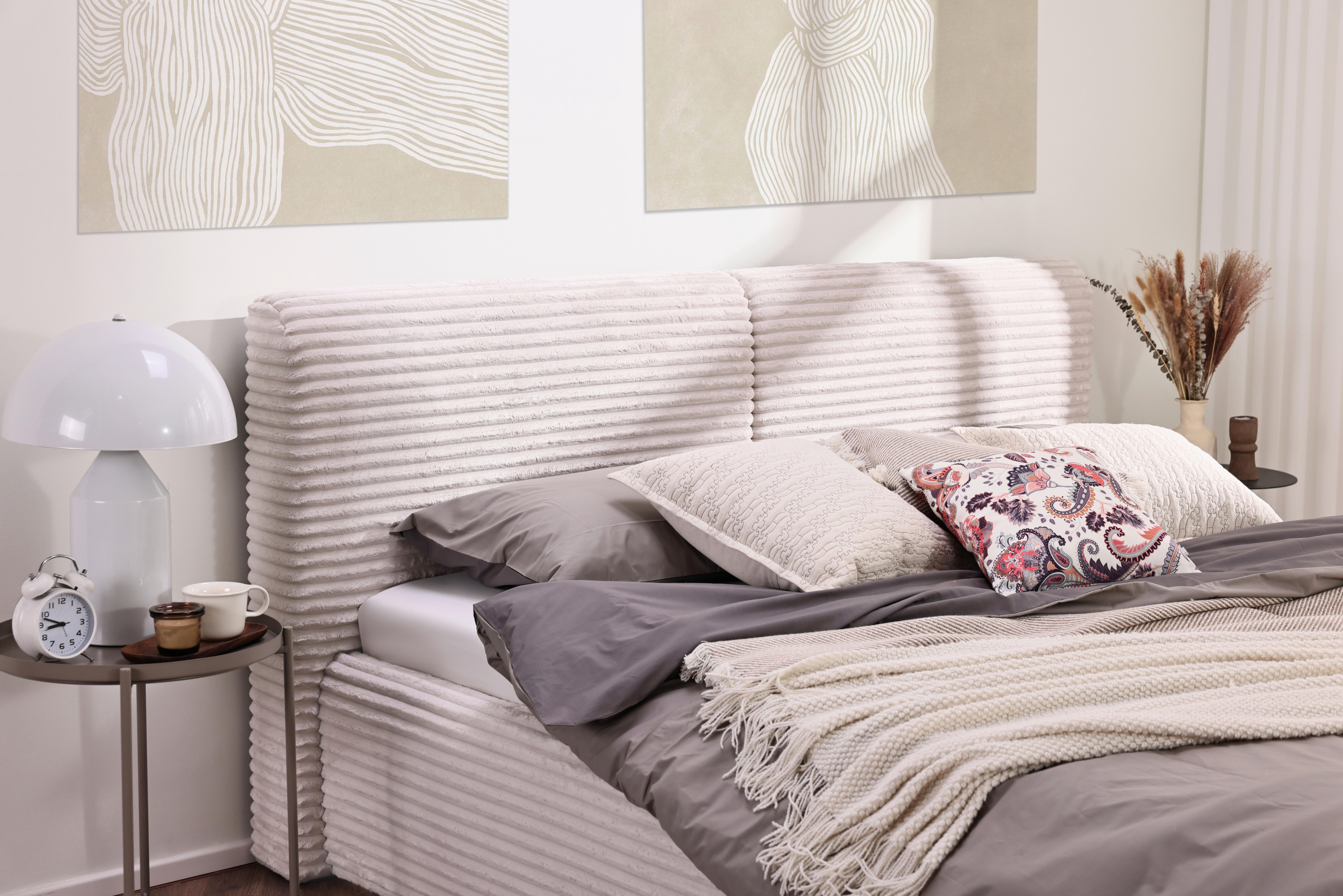 STOPPAD SÄNG TESSIN - cremefärgad, Klassisk, textil (160/200cm) - Premium Living