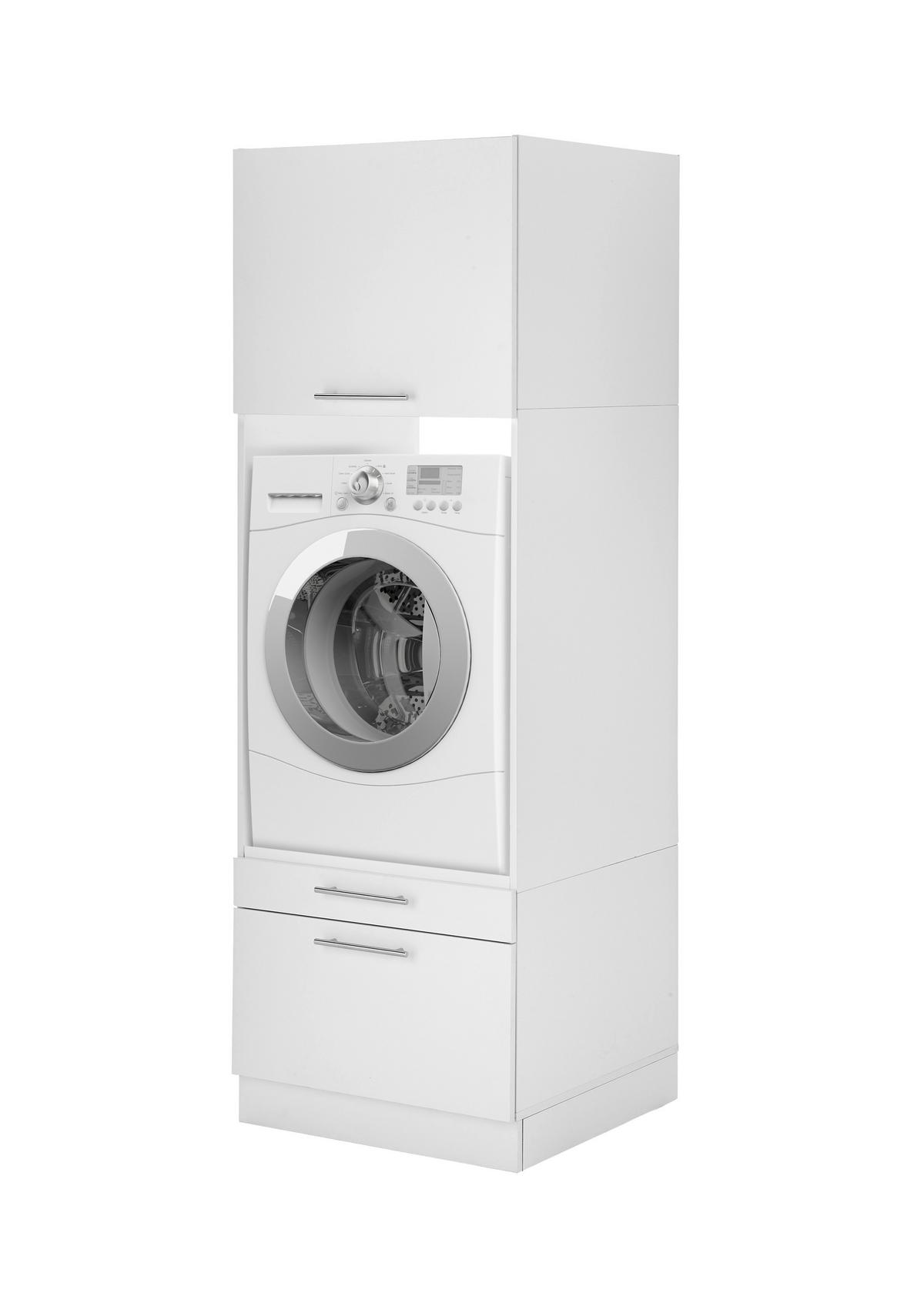 Waschmaschinenschrank Clara Weiß B: ca. 67,4 cm - Edelstahlfarben/Weiß, KONVENTIONELL, Holzwerkstoff/Metall (67,4/200/67,6cm) - Respekta