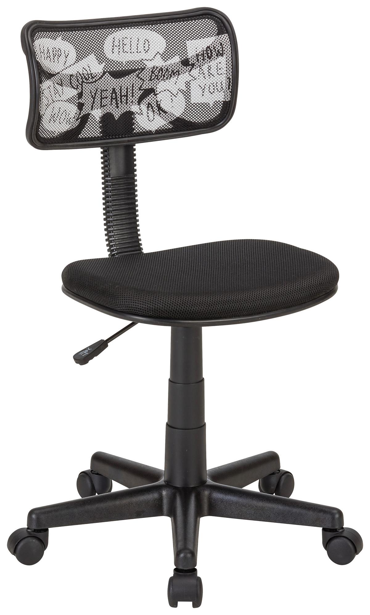 Drehstuhl in Schwarz/Weiss - Weiss/Schwarz, Modern, Kunststoff/Textil (42/78-90/52cm) - Mömax