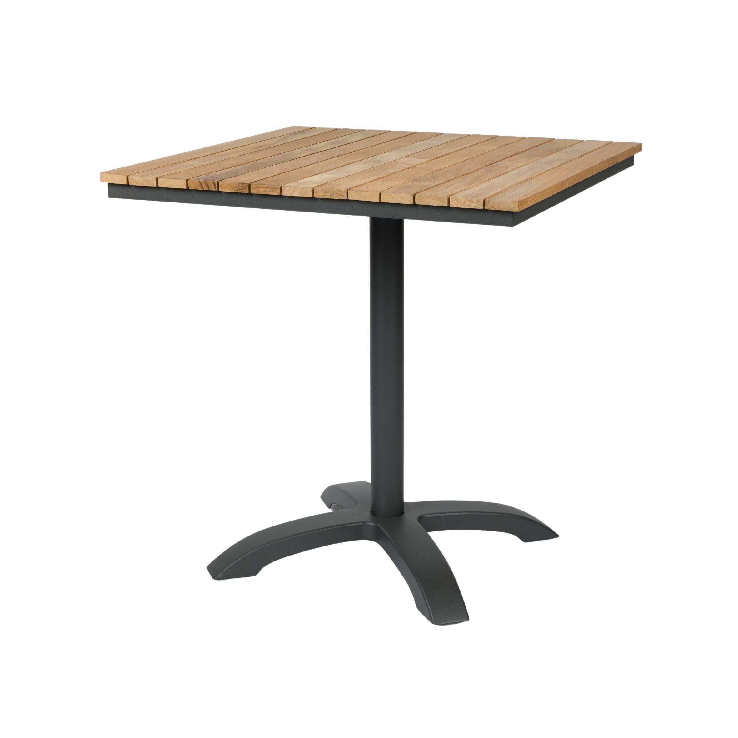 Gartentisch Mood Anthrazit/Teakholz - Anthrazit/Naturfarben, Natur, Holz/Metall (70/70/74cm) - Gardenson