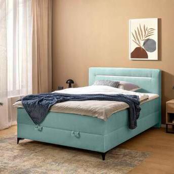 Boxbett Jerry Türkis ca. 120x200cm - Türkis/Schwarz, KONVENTIONELL, Textil (120/200cm) - Mömax