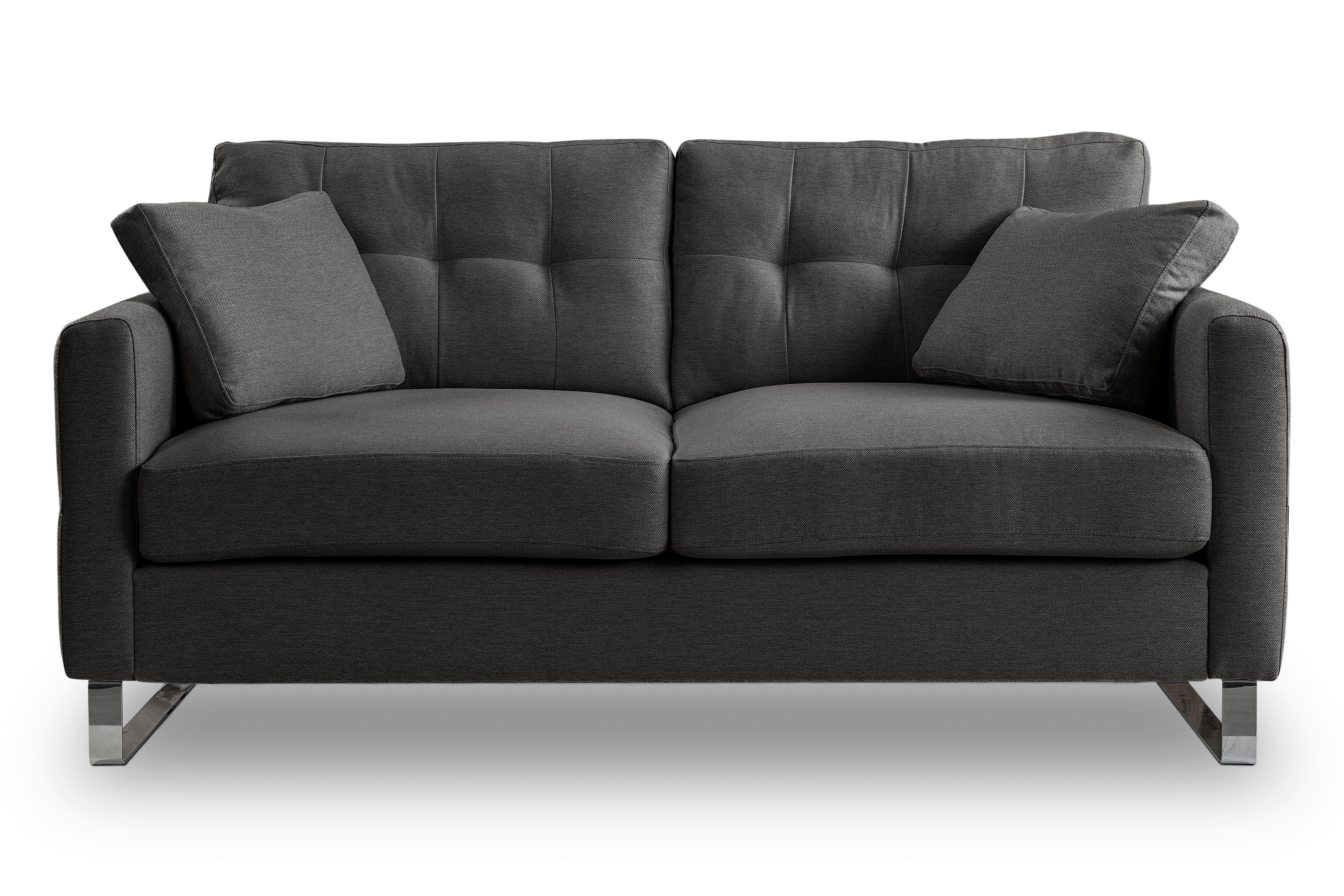 2-Sitzer-Sofa Hera Grau - Chromfarben/Grau, Basics, Holz/Textil (172/92/94cm) - MID.YOU