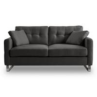 2-Sitzer-Sofa Hera Grau - Chromfarben/Grau, Basics, Holz/Textil (172/92/94cm) - MID.YOU