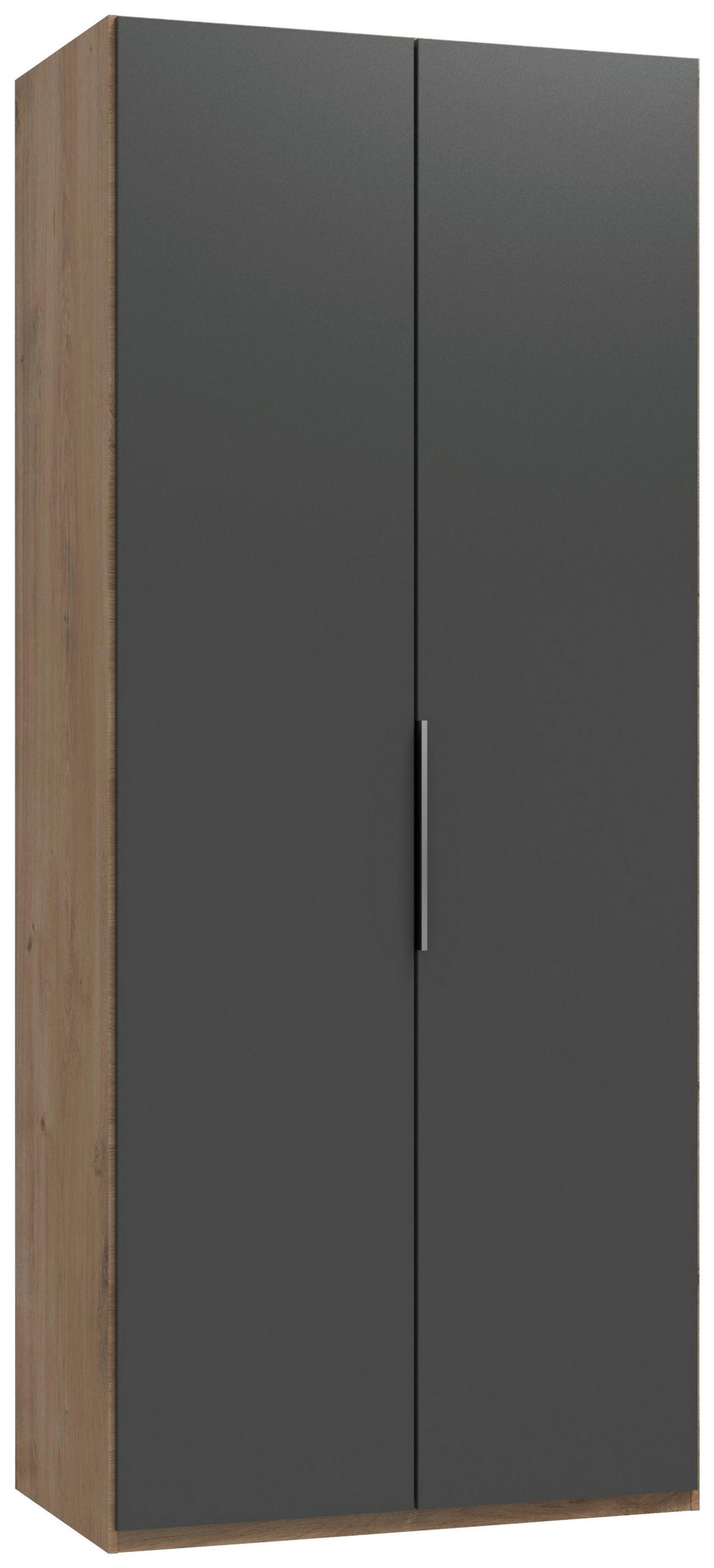 Drehtürenschrank Level 36A ca. 100x236x58cm Graphitfarben - Chromfarben/Eichefarben, MODERN, Holzwerkstoff/Metall (100/236/58cm) - MID.YOU