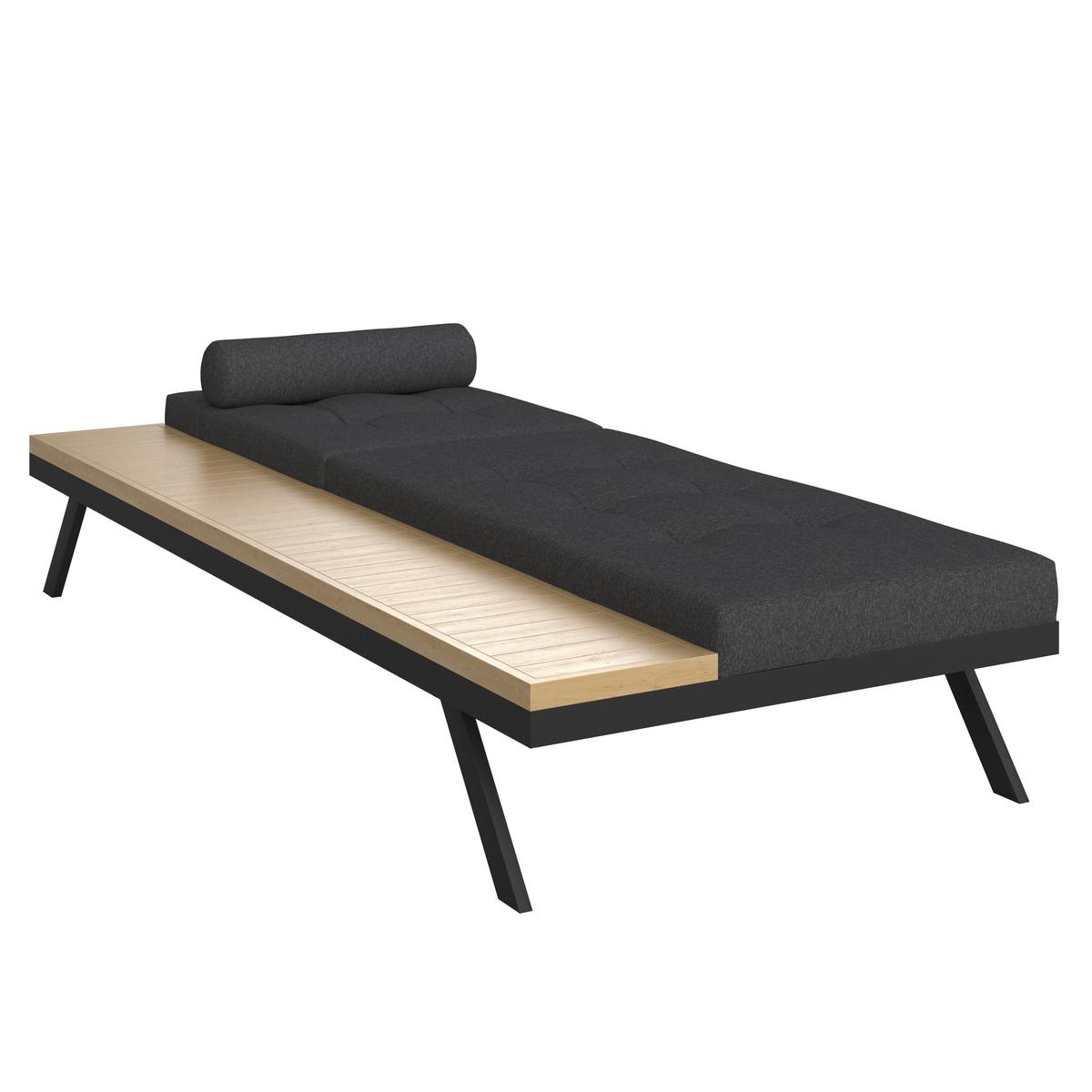 Șezlong Avolina - negru/gri, Modern, plastic/metal (199/86/40cm) - Bessagi Garden