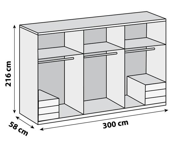 6-türiger Drehtürenschrank mit zwei Spiegeln