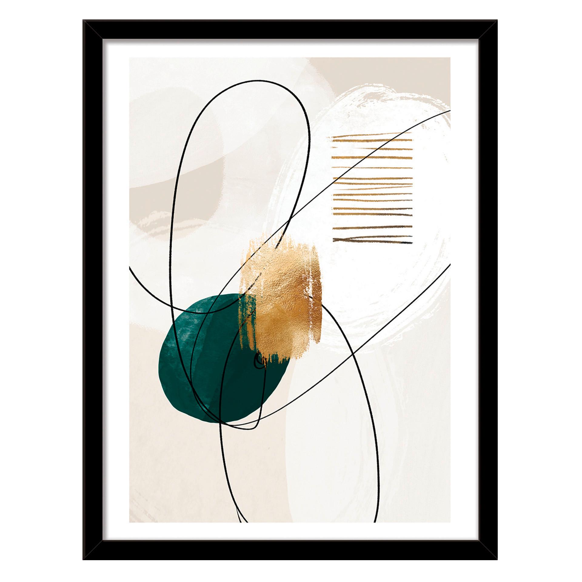 Slika Vous I - zlate barve/črna, papir/leseni material (30/40cm) - Modern Living