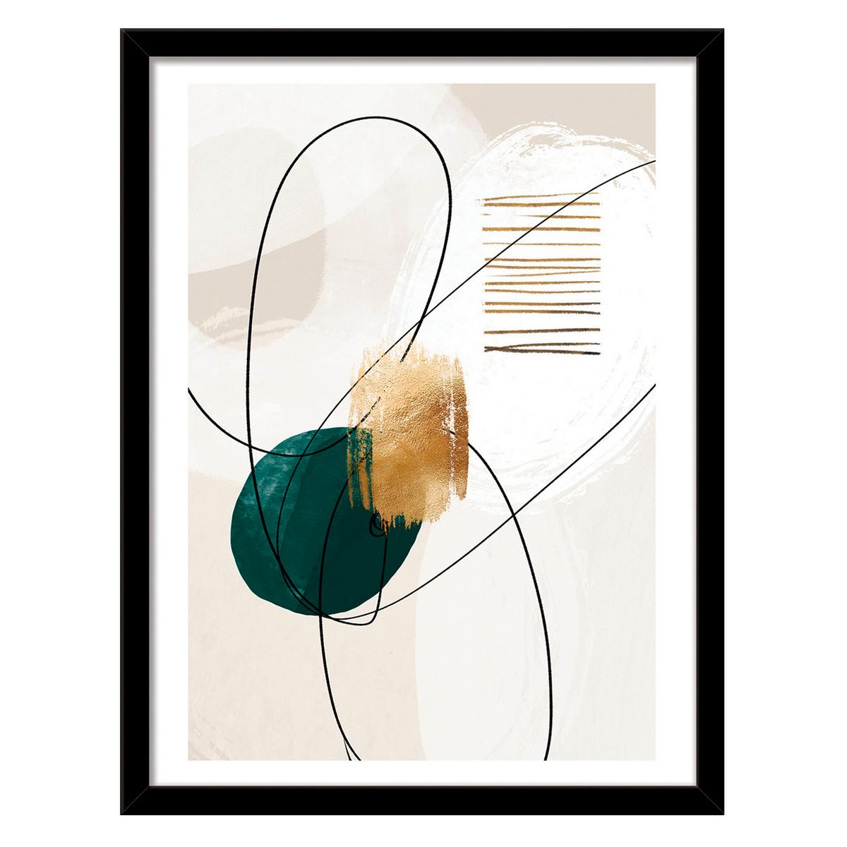 Slika Vous I - zlate barve/črna, papir/leseni material (30/40cm) - Modern Living