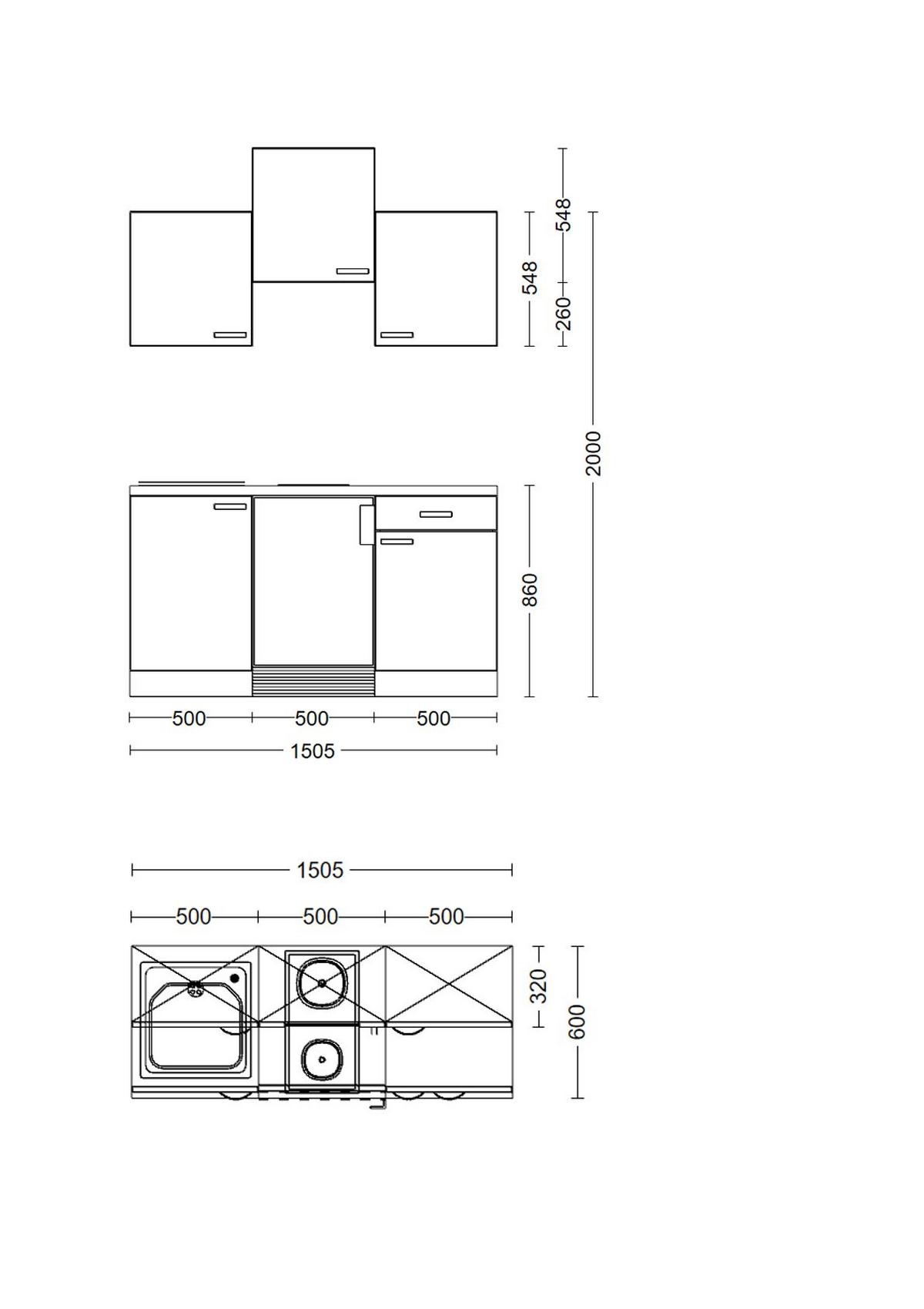 Majhna Kuhinja Z Aparati Alba, Bela - barve nerjavečega jekla/bela, Moderno, kovina/leseni material (150,5cm) - FlexWell