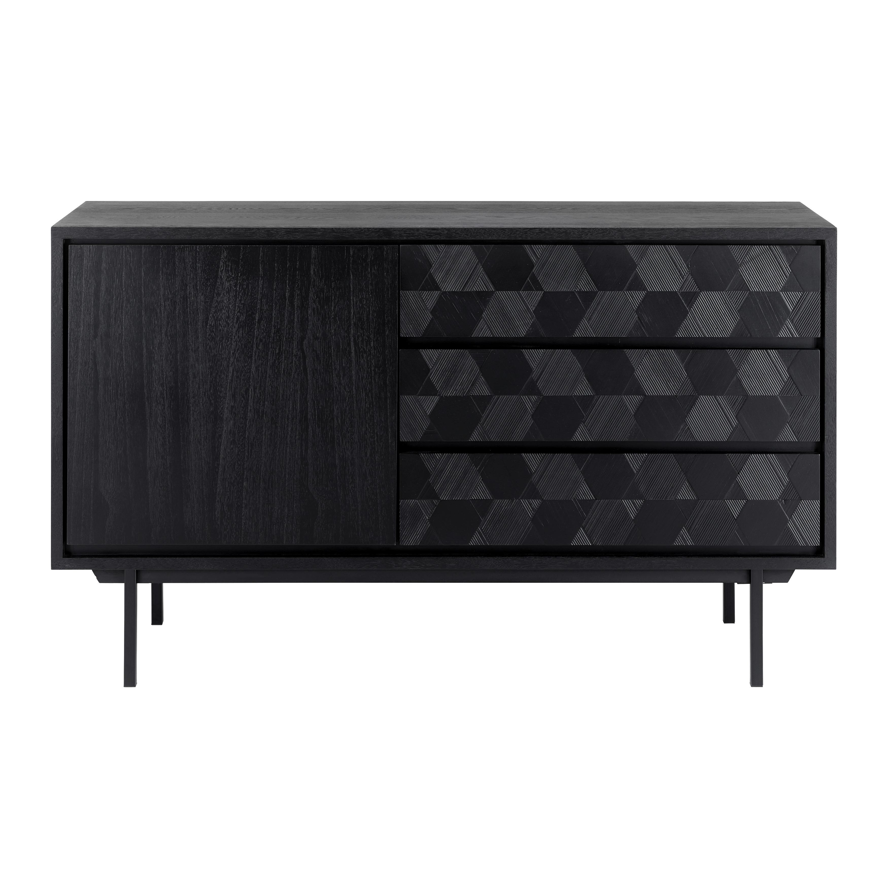 Sideboard "Roma" schwarz - Schwarz, Modern, Holz/Metall (131,5/77/42cm) - Bessagi Home