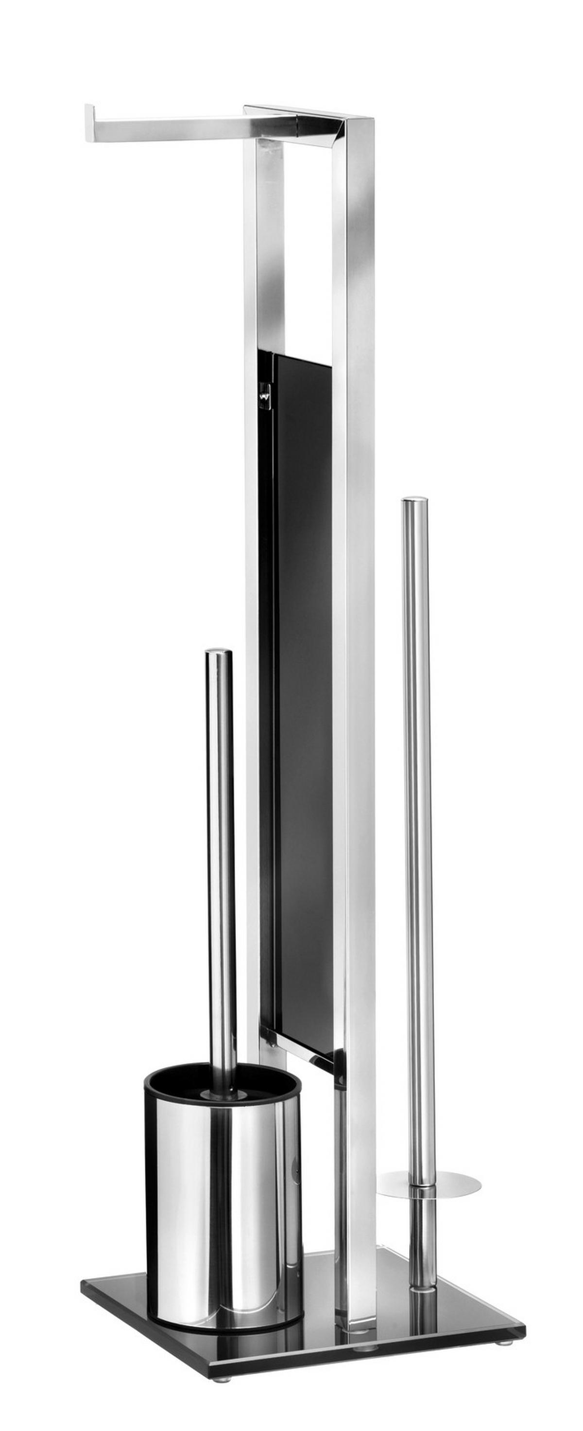 ZESTAW DO WC RIVALTA - kolor stalowy/czarny, Basics, tworzywo sztuczne/metal (18/70/23cm) - Wenko
