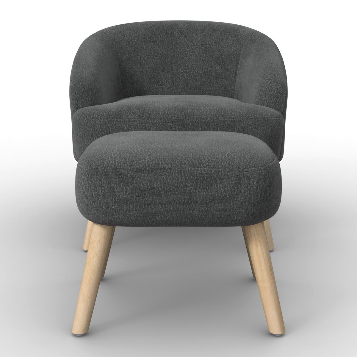 Sessel Sonja Schwarz Chenille - Schwarz/Naturfarben, MODERN, Holz/Textil (71/69/68cm)