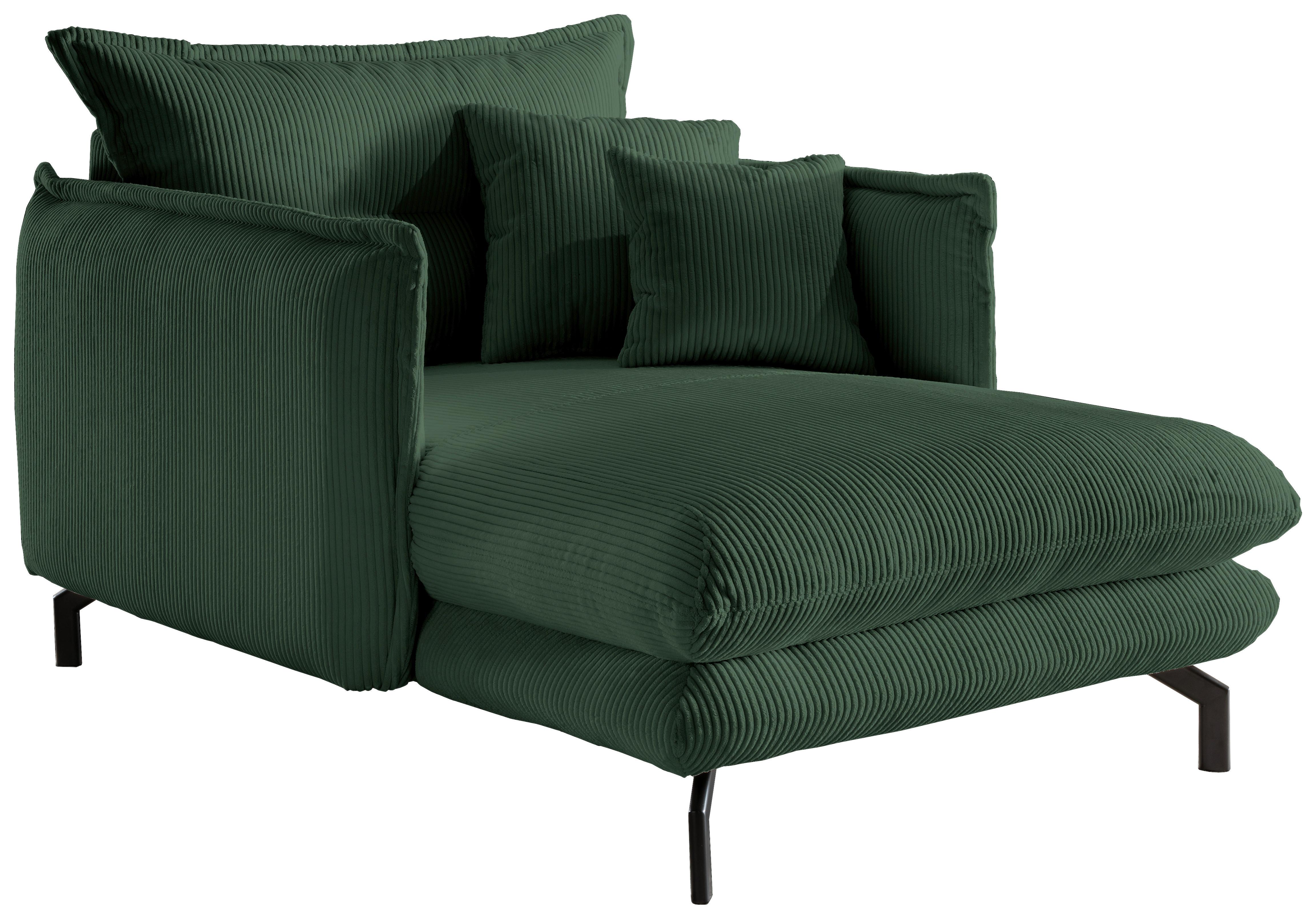 Relaxsessel Lava Grün Cord - Schwarz/Grün, MODERN, Textil/Metall (111/101/167cm) - Livetastic