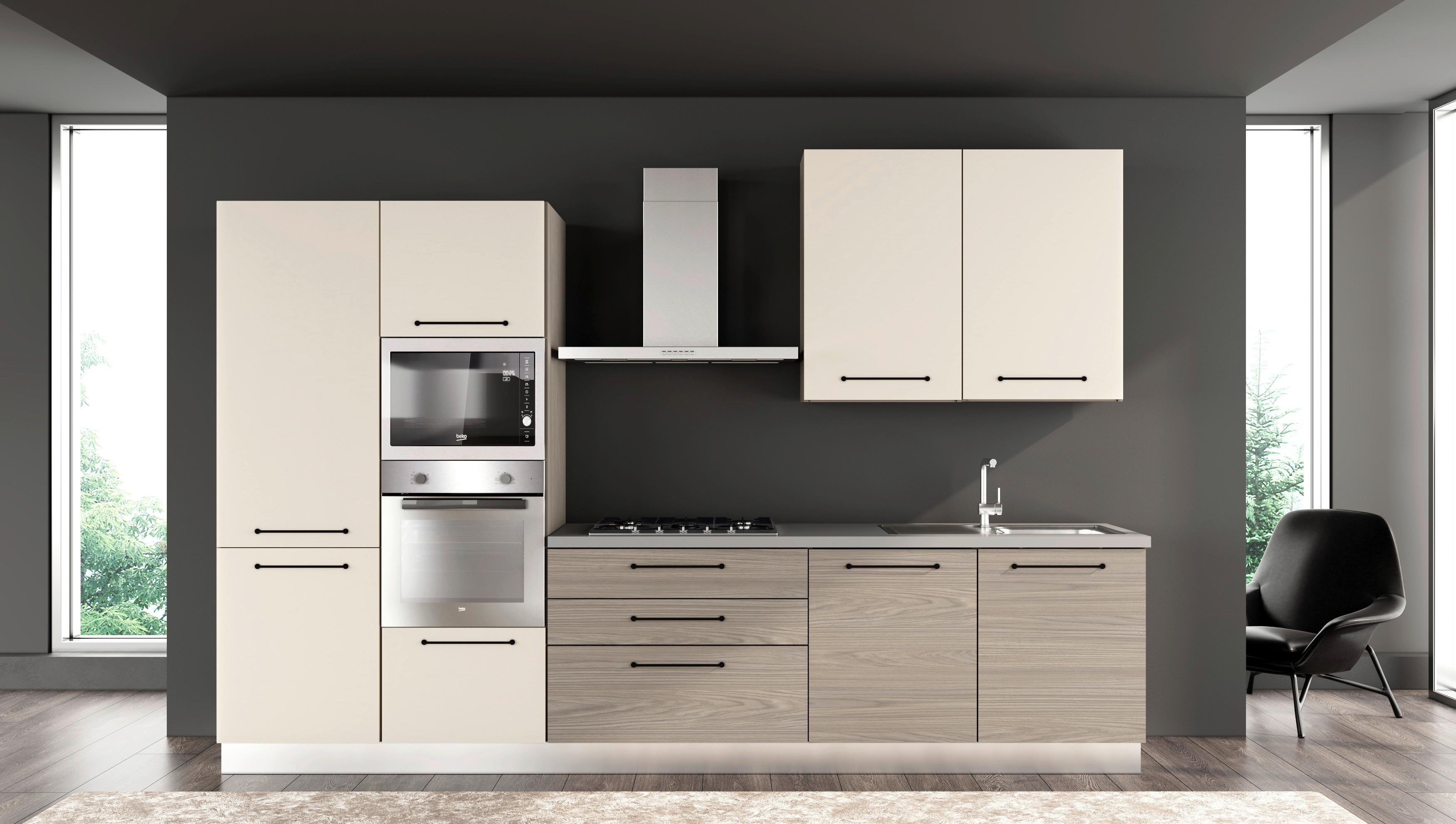 Kuhinjski Blok Line, Z Aparati, 330 Cm - siva/črna, Moderno, kovina/leseni material (330/60/216/240cm) - Mömax