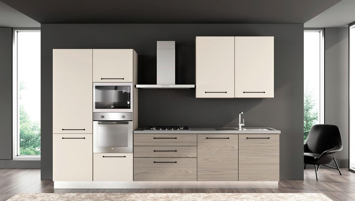 Kuhinjski Blok Line, Z Aparati, 330 Cm - siva/črna, Moderno, kovina/leseni material (330/60/216/240cm) - Mömax