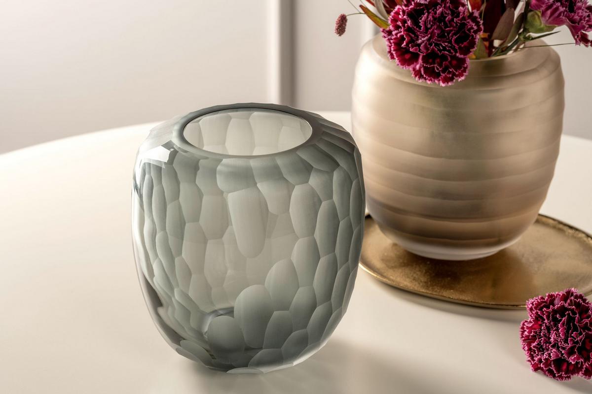 Vase Grau - Grau, KONVENTIONELL, Glas (16,50/17,50/16,50cm) - Leonardo