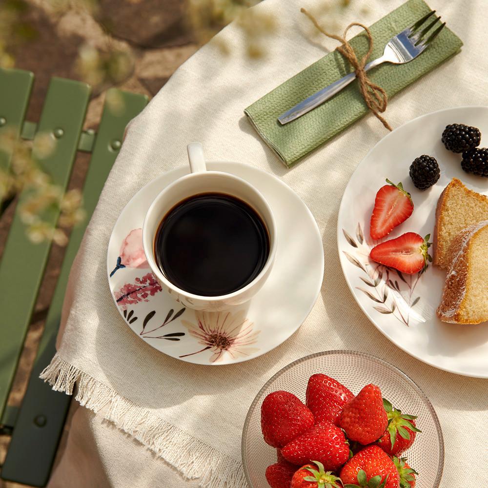 KOFFIEKOPJE MET SCHOTELTJE AMELIE - Meerkleurig, Romantik / Landhaus, Keramiek (220ml) - Mömax