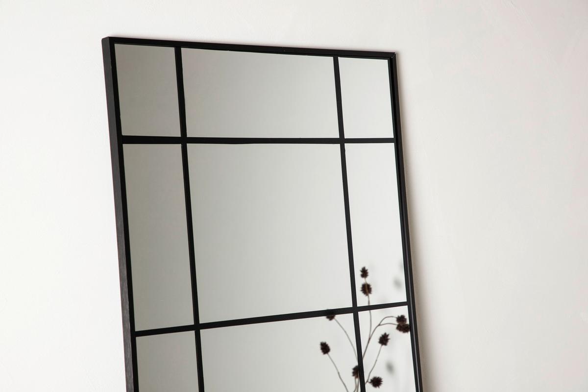 WANDSPIEGEL LAKE - Schwarz, MODERN, Glas/Metall (90/180/3cm) - P & B