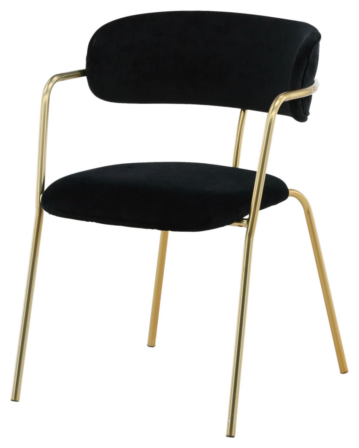 Stuhl-Set Arrow 2er-Set ca. 58x79 cm Samt Schwarz - Messingfarben/Schwarz, Design, Textil/Metall (58/79/61cm) - Livetastic