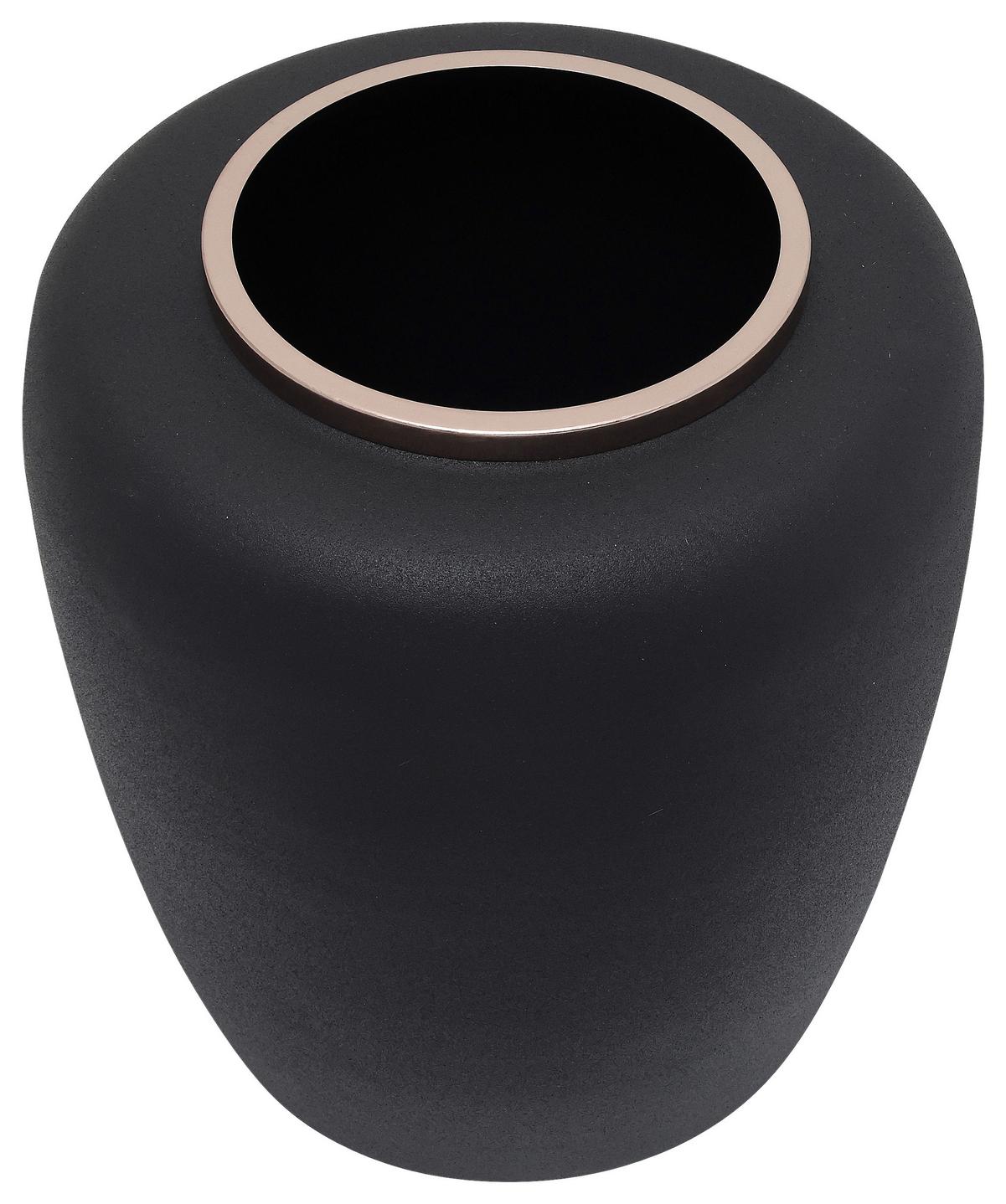 VASE ART DECO 2025 - Roségold/Schwarz, Trend, Metall (33,5/35cm) - Kayoom