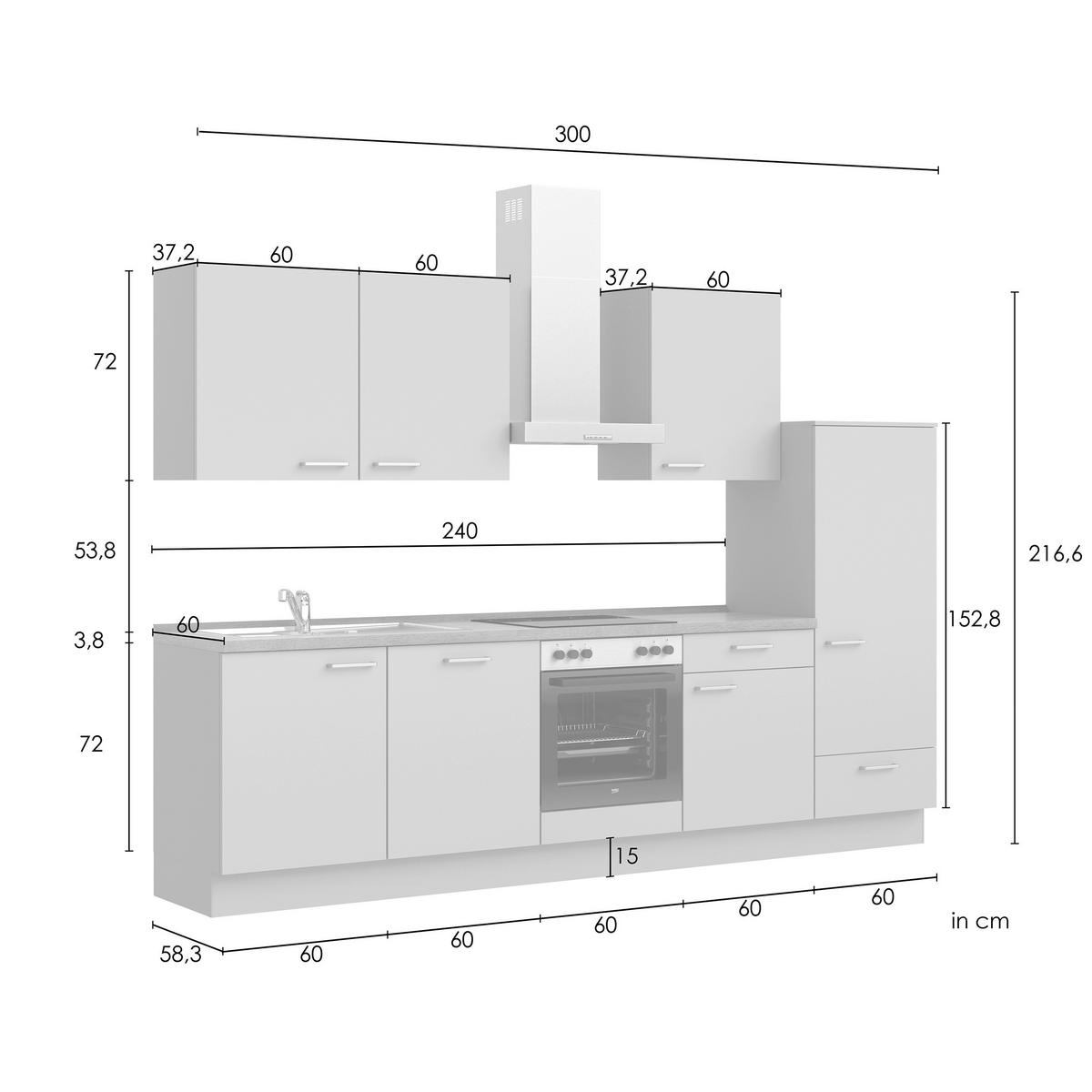 Küchenleerblock Senso Low o. Geräte Olivgrün - Eichefarben/Schwarz, MODERN, Holzwerkstoff/Metall (300cm) - Nobilia