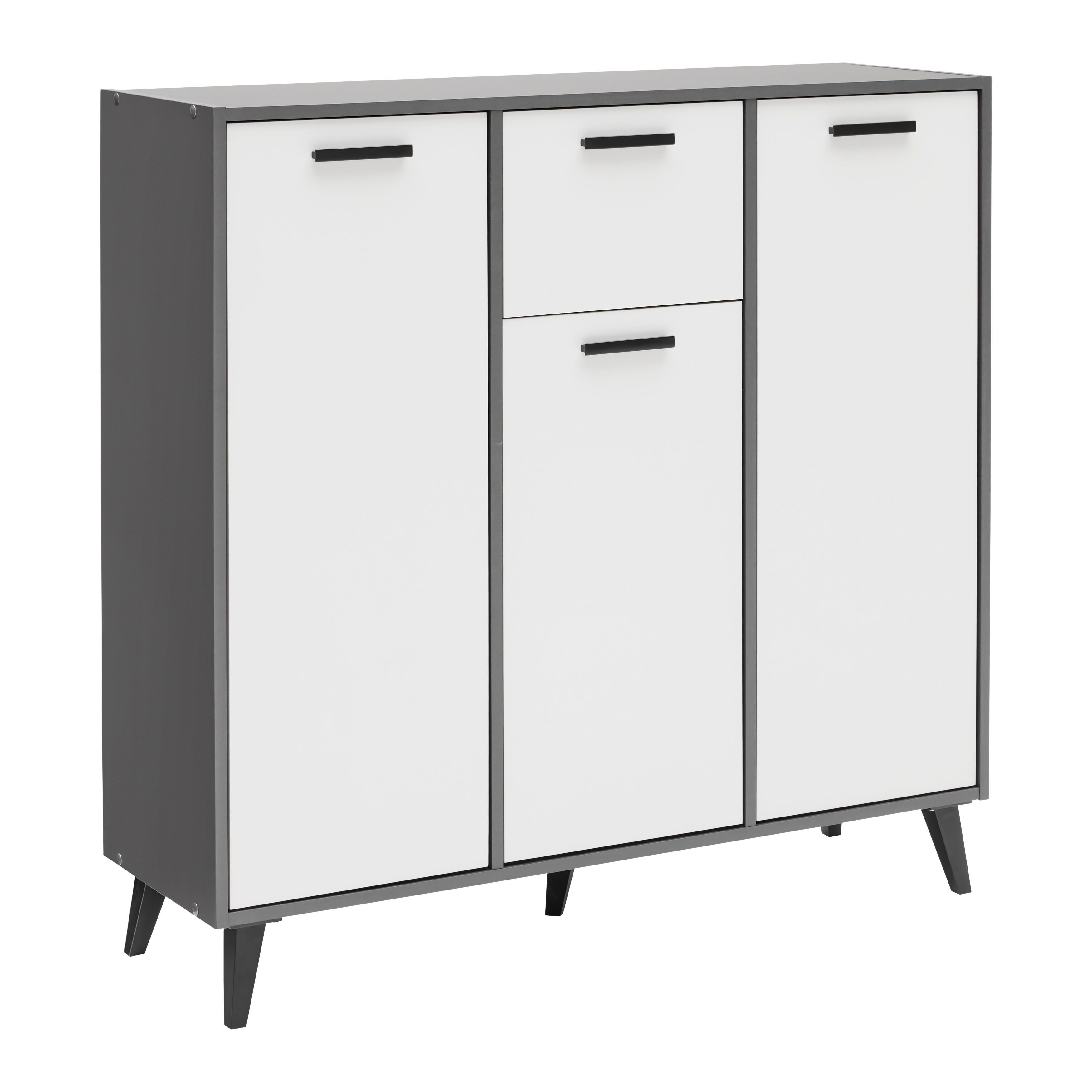 Kommode Ibiza Anthrazit/Weiß - Schwarz, KONVENTIONELL, Holzwerkstoff/Kunststoff (107/92/33cm) - Mömax