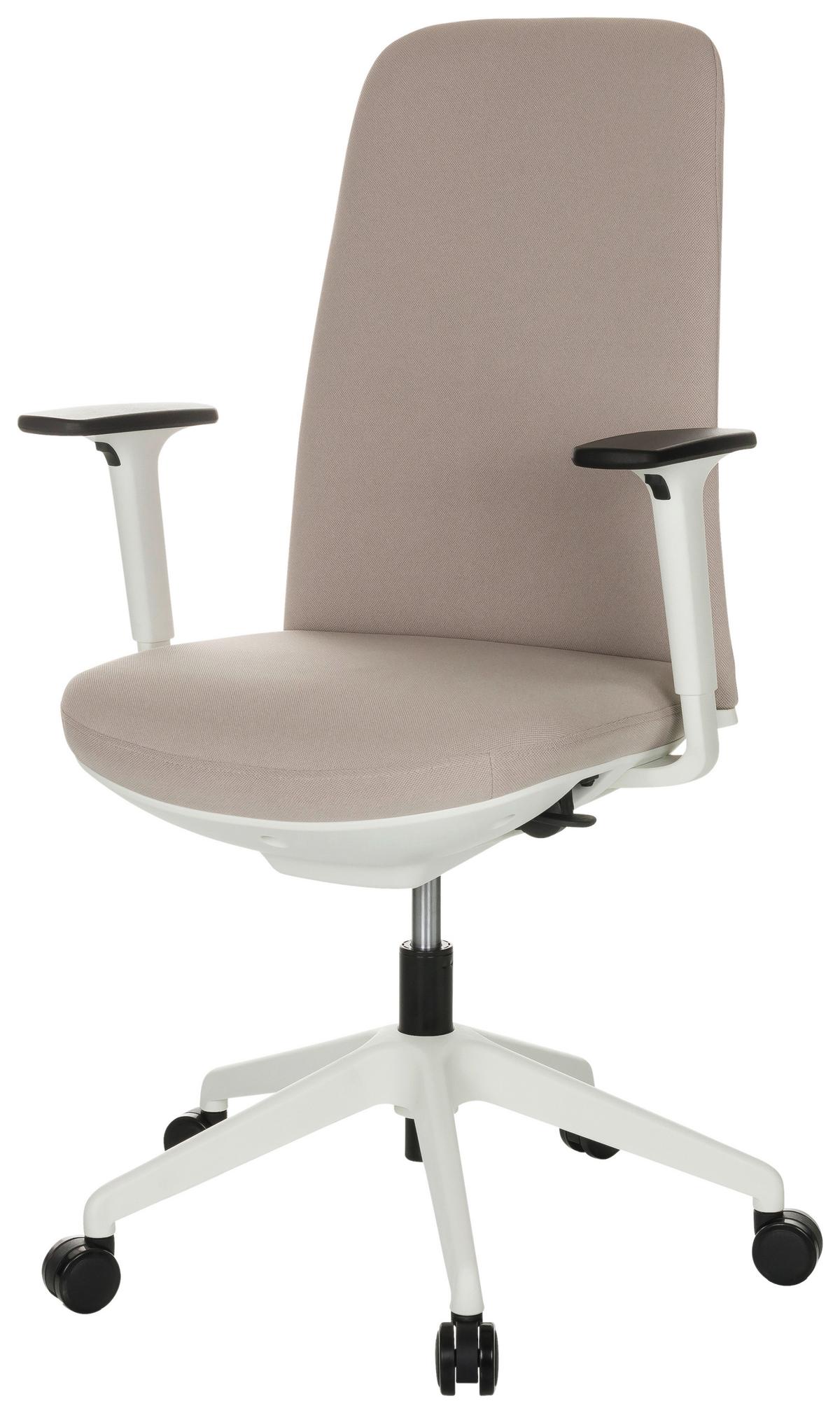 Pisarniški Stol Nestora, Bež - bela/bež, Basics, umetna masa/tekstil (70/103-113/70cm) - MID.YOU