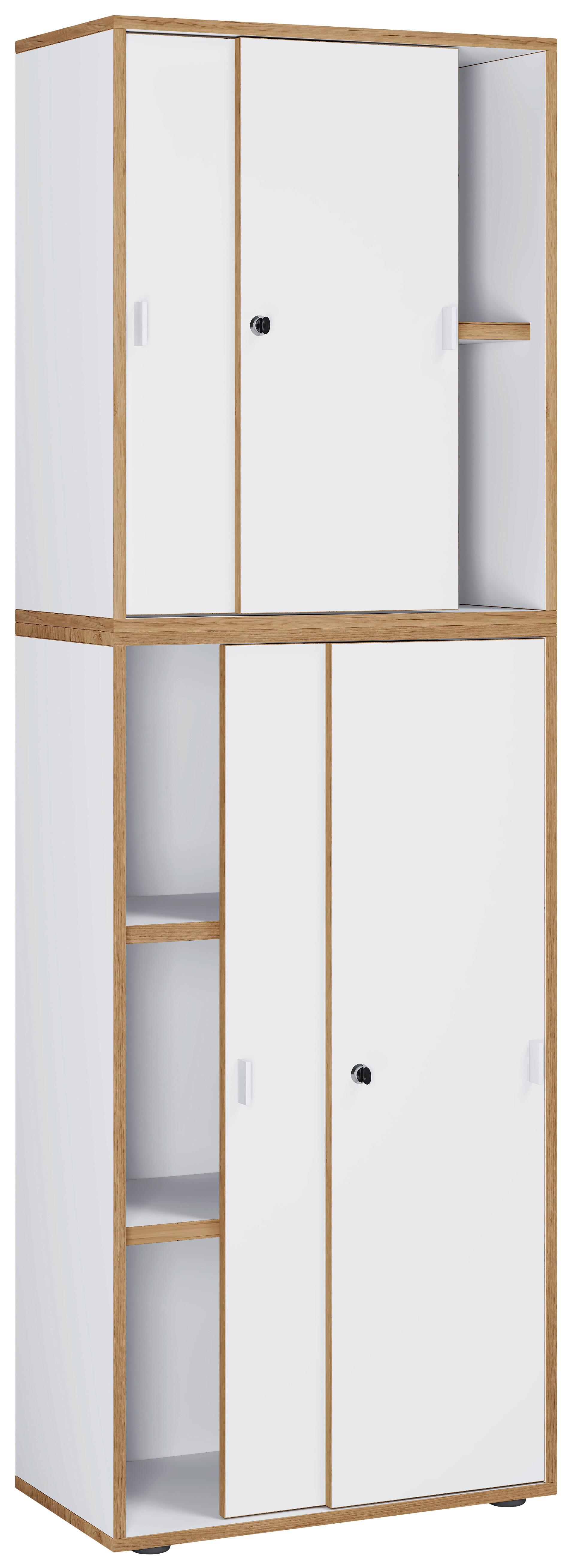 Arhivska Omara Salia B60, Bela, Barva Hrasta - bela/medeni hrast, Design, leseni material (60/183/37cm) - P & B