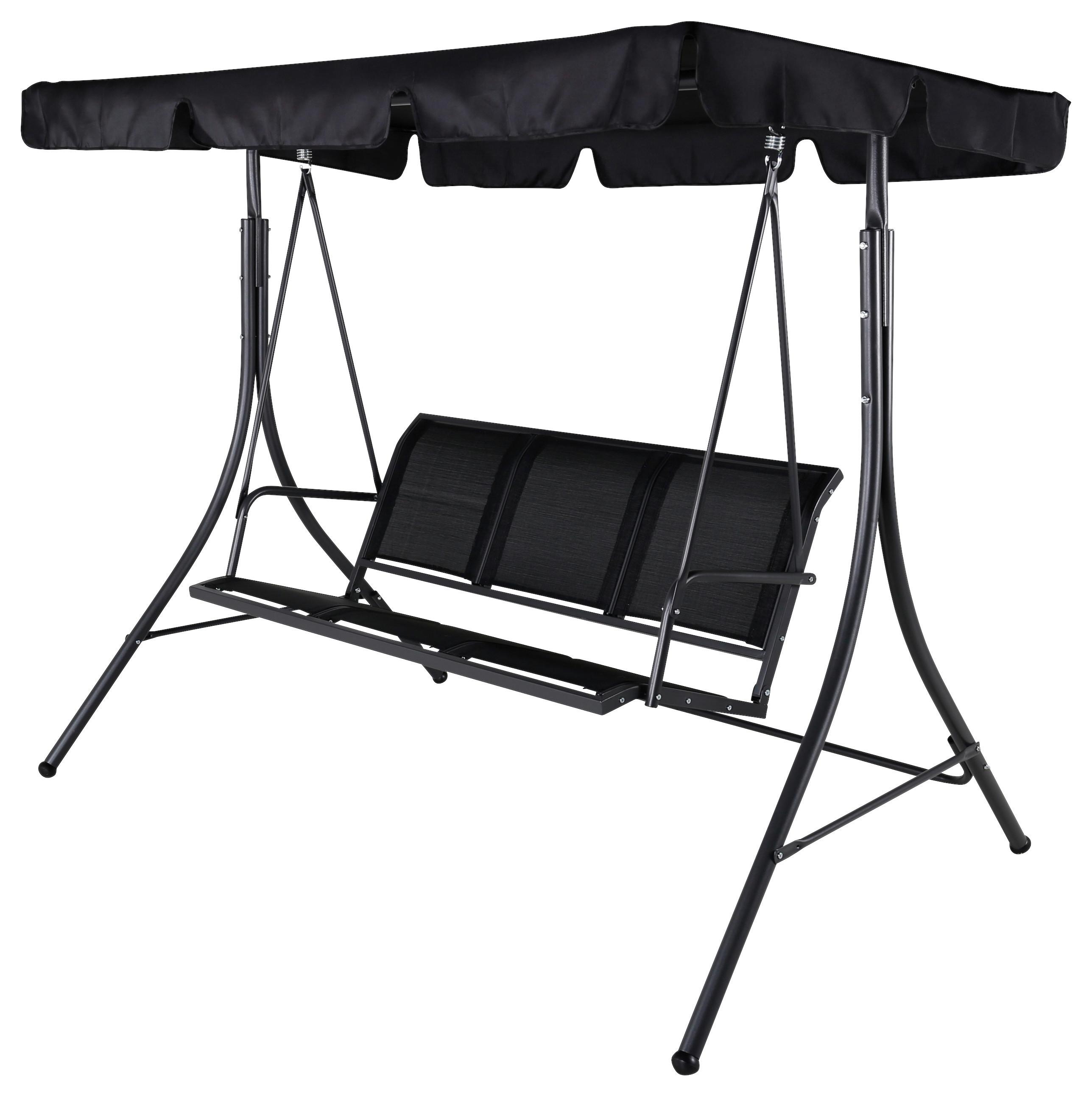 Hollywoodschaukel Schwarz - Schwarz, KONVENTIONELL, Textil/Metall (204/163/130cm) - Gardenson