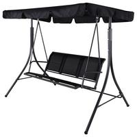 Hollywoodschaukel Schwarz - Schwarz, KONVENTIONELL, Textil/Metall (204/163/130cm) - Gardenson