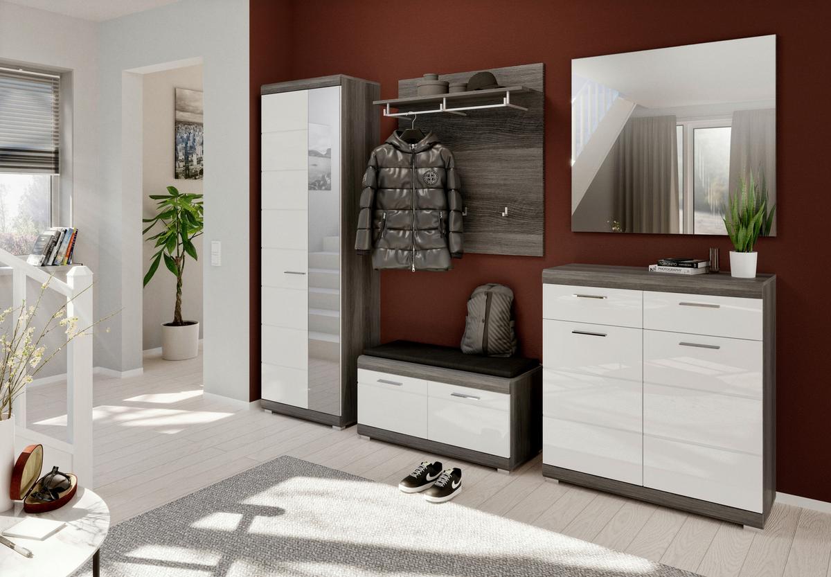 Predsoba Scout, Siva, Bela, Visoki Sijaj, 5-Delno - srebrne barve/temno siva, Design, steklo/leseni material (272/197/40cm) - MID.YOU