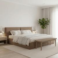 Oblazinjena Postelja Serena, Rjava, 180x200 - črna/naravne barve, Moderno, kovina/umetna masa (180/200cm) - Bessagi Home