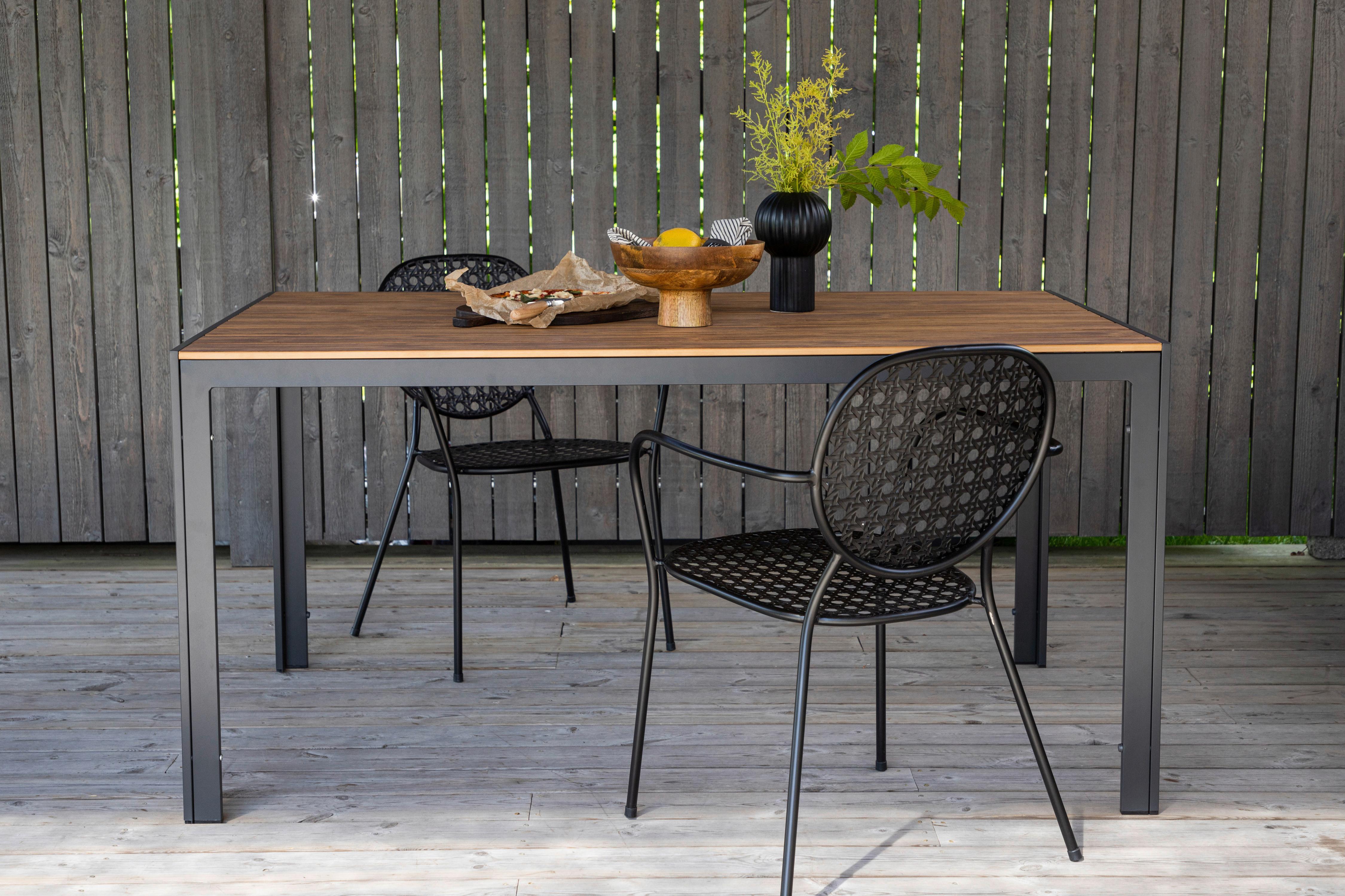 Gartentisch Break ca. 150x90 cm Natur - Schwarz/Naturfarben, KONVENTIONELL, Kunststoff/Metall (150/90/75cm) - Gardenson