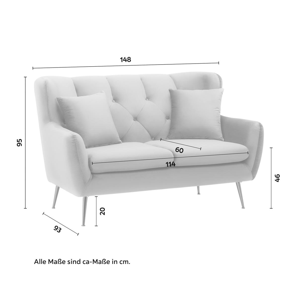 Kétüléses Kanapé Linus - világosszürke, Modern, textil/fa (148/95/93cm) - Bessagi Home