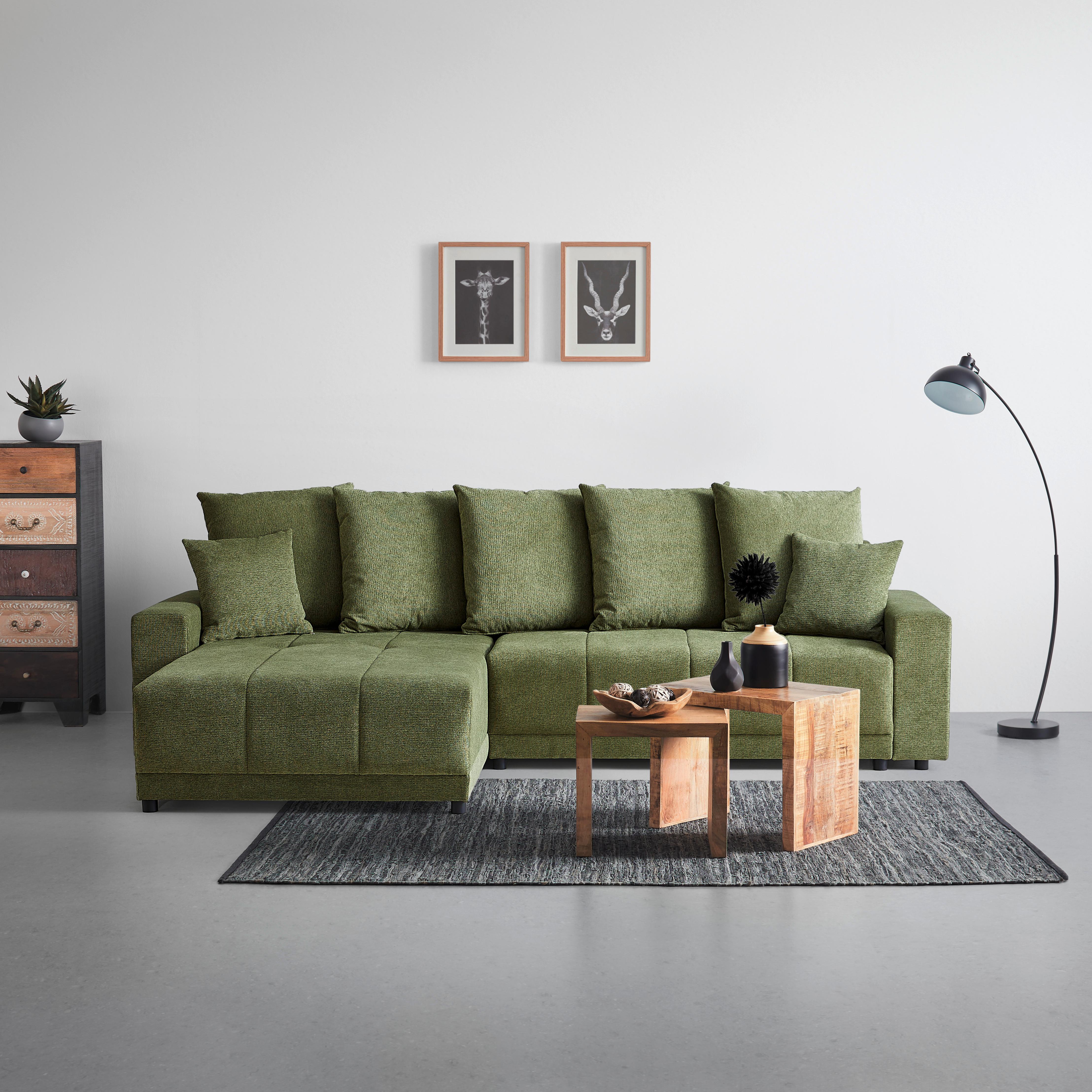 Wohnlandschaft Alatri Grün - Schwarz/Grün, MODERN, Kunststoff/Textil (289/90/176cm) - Based