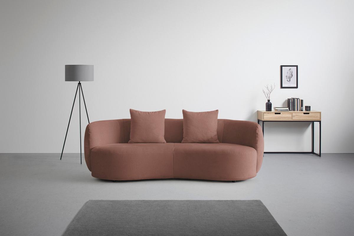 Bigsofa Leonas Rosa - Schwarz/Rosa, MODERN, Kunststoff/Textil (235/72/110cm) - Premium Living