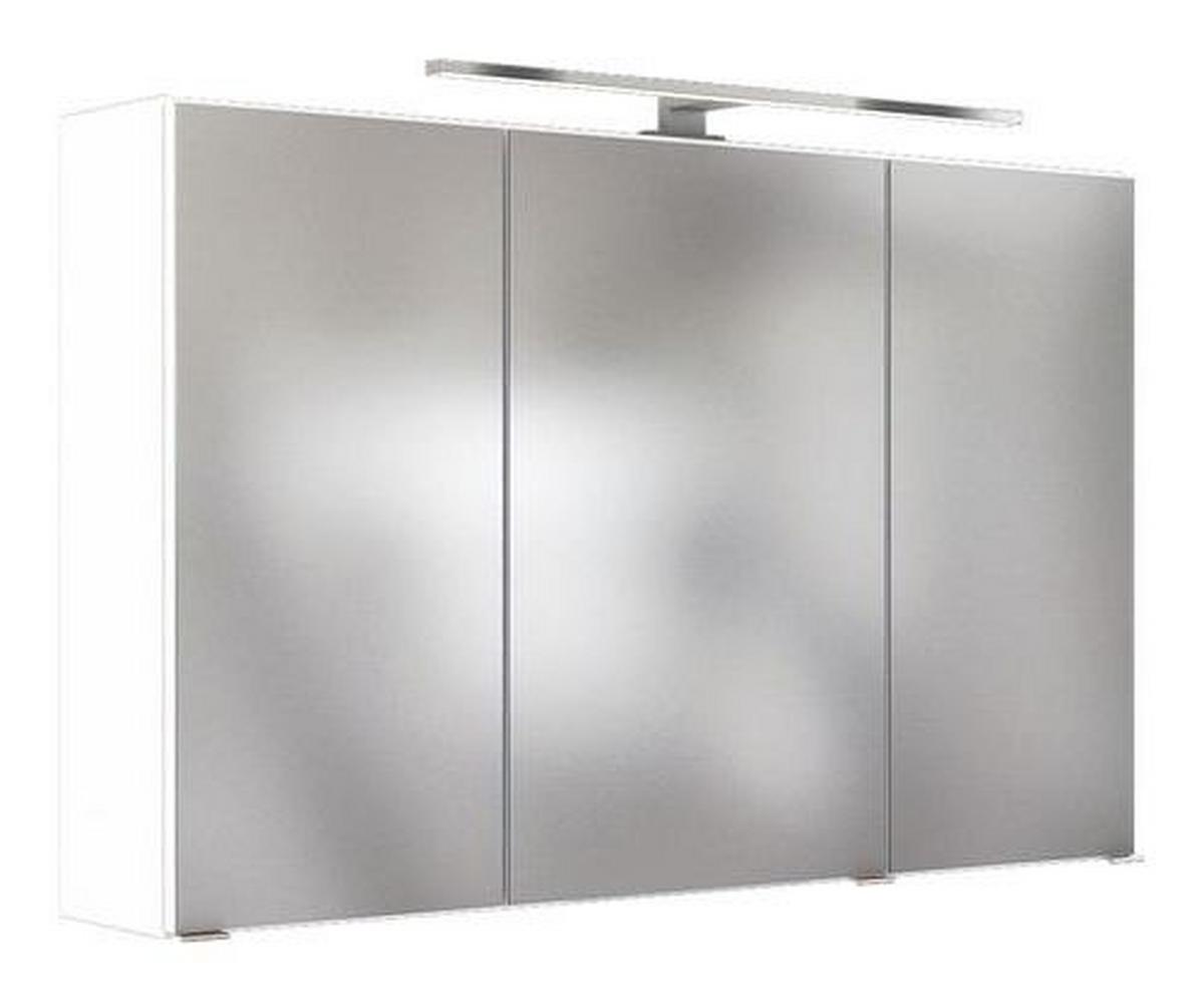 Spiegelschrank Pienza mit LED 3-türig ca. 100x64 cm Weiß - Weiß, Basics, Glas/Holzwerkstoff (100/64/20cm) - Held