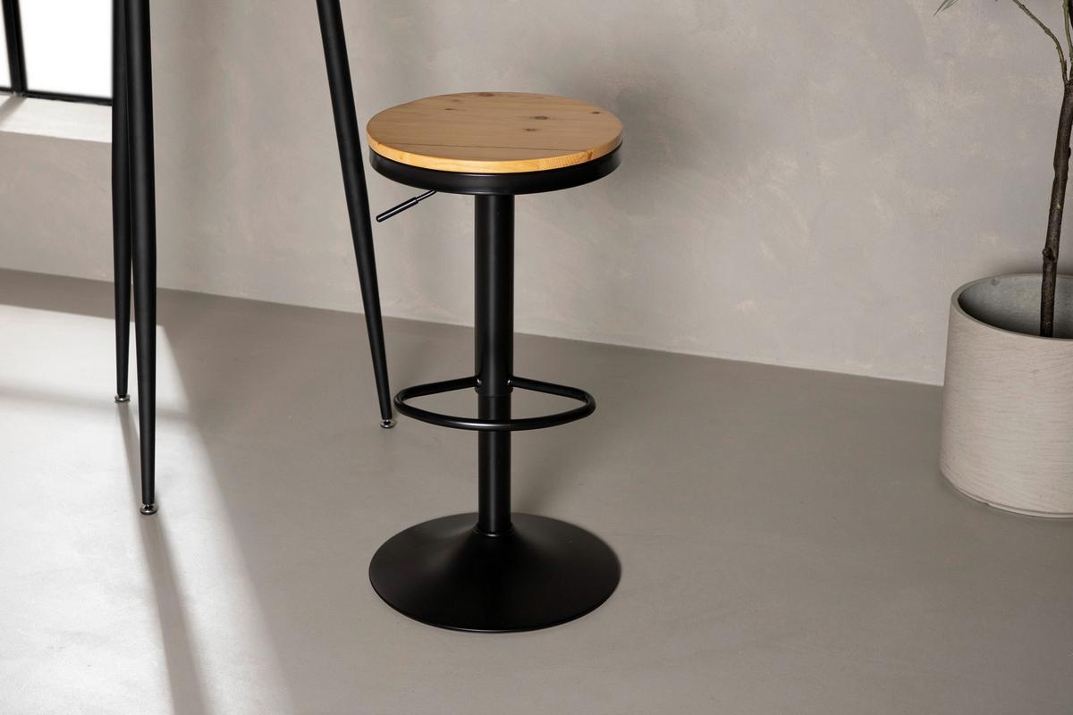 BARHOCKER-SET CONWAY - Beige/Schwarz, Design, Holz/Metall (36.5/80/37cm) - Livetastic