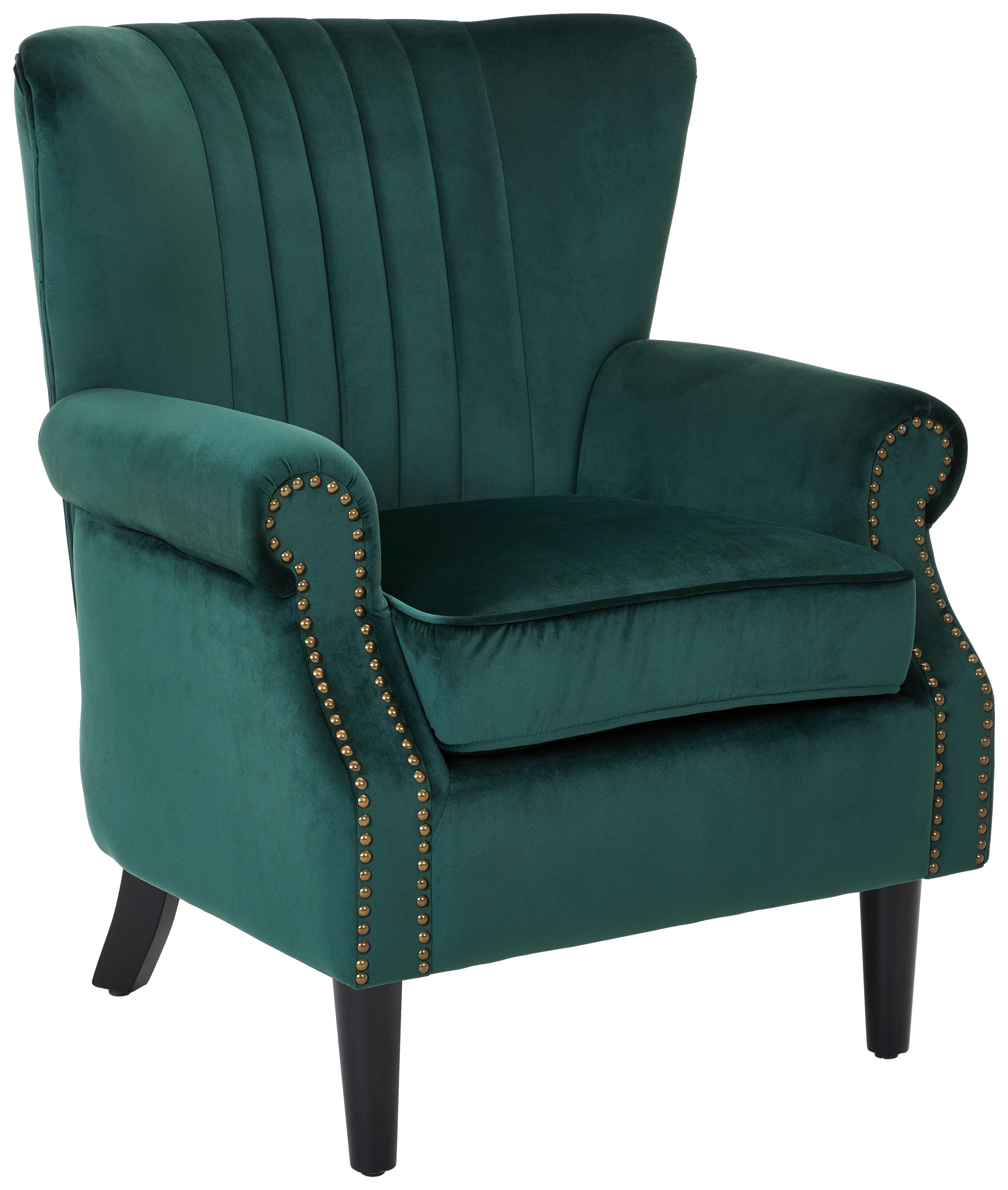 FOTEL CHARLY - czarny/ciemnozielony, Trend, drewno/tkanina (75/92/76cm) - Xora