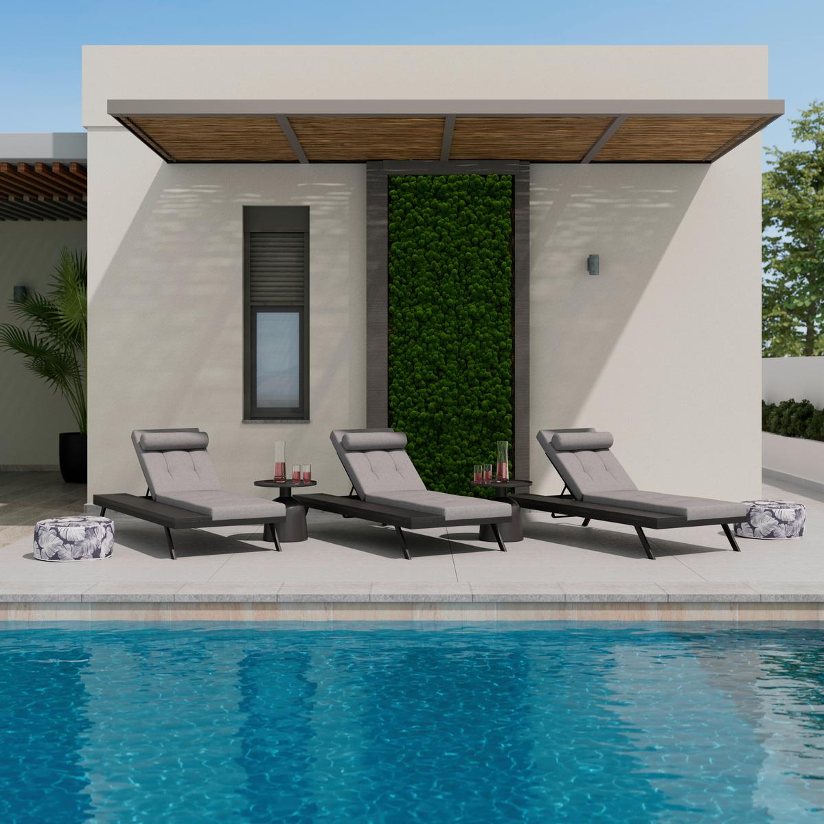 Gartenliege Avolina Hellgrau Metall/Outdoorstoff - Hellgrau, MODERN, Kunststoff/Textil (199/86/40cm) - Bessagi Garden